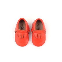 Leather Baby Moccasins Orange Baby Shoes Baby Loafers Toddler Shoes - £14.34 GBP+