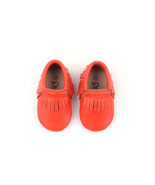 Leather Baby Moccasins Orange Baby Shoes Baby Loafers Toddler Shoes - $12.00+