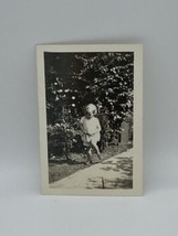 Vintage Photograph Black And White Baby Child Margaret 1930 Garden Walking Toddl - £4.58 GBP
