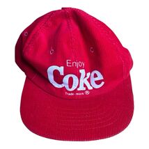 Coca Cola Enjoy Coke Red Corduroy Hat Trucker Cap Snapback Vintage White... - $24.00