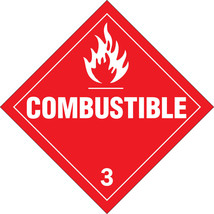 Combustible 3 Placard 10.75&quot; Polycoated Tagboard Symbol Sign Vehicle Brady 63444 - £13.87 GBP