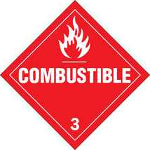 COMBUSTIBLE 3 Placard 10.75&quot; polycoated tagboard SYMBOL SIGN Vehicle BRA... - £12.44 GBP