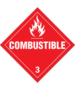 COMBUSTIBLE 3 Placard 10.75&quot; polycoated tagboard SYMBOL SIGN Vehicle BRA... - £15.29 GBP