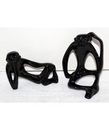 Vintage Pair MCM Thinking Sitting Monkeys ~ Gloss Black Ceramic ~ Signed... - $59.99