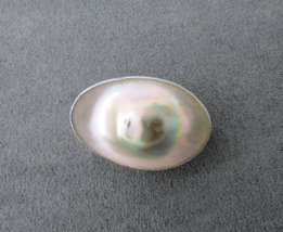 Blister Pearl Sterling Silver Brooch Pin Colorful Organic 1 1/8&quot; Long An... - $39.00