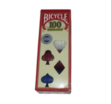 Bicycle 100 Casino Pocker Chips Interlocking Stacking Ivory Red Blue Sealed - £6.22 GBP