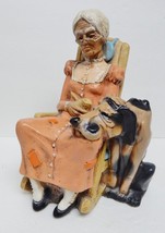 Universal Statuary 1979 Chalkware Sculpture 659 Grandma Rocker Dog 10&quot; Vtg Rare - £77.81 GBP