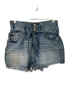 Kancan Womens High-Waisted Denim Shorts With Tie Belt &amp; Frayed Hem - $31.67