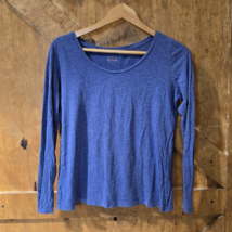 Ann Taylor Loft Blue Long Sleeve Cotton Blend Top Size Medium Comfy - $10.00