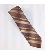 Sears The Mens Store Vintage Brown and Gold Striped Polyester Woven Tie ... - $13.60 CAD