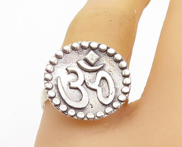925 Sterling Silver - Om Spiritual Symbol Polished Cocktail Ring Sz 8.5 - RG8477 - £23.50 GBP