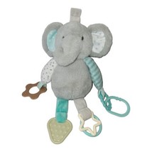 Kellytoy Kelly Baby Gray Teal Elephant Pram Stroller Plush Toy Rattle Clip Lovey - £11.11 GBP