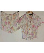 Ralph Lauren Women’s XL Top &amp; Pajama Shorts Set Pink Floral U5 - £23.29 GBP