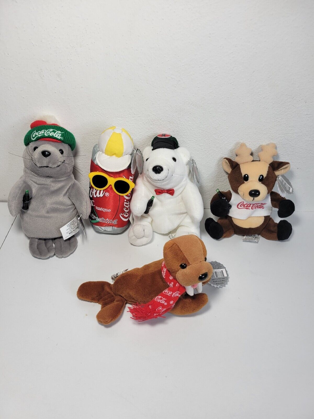 1997 Coca Cola Plush Beanies Collectibles (Set Of 5) with tags - $19.49