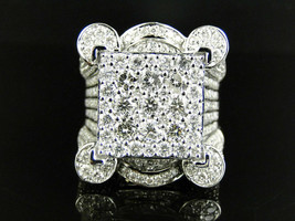 Hombres 3.5CT Redondo Imitación Diamante Set Anillo 14k Oro Blanco Plateado 925 - £97.36 GBP