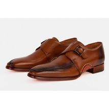 The Hagrid Tan Leather Single Monk Strap Handmade Men Shoe image 2