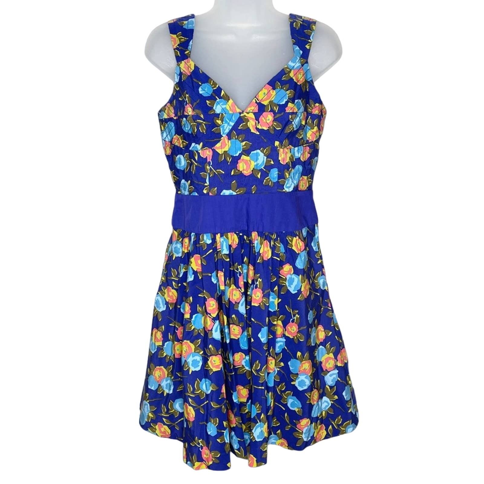 PLENTY BY TRACY REESE vibrant multicolor fit &amp; flare floral dress WOMEN&#39;... - $24.19