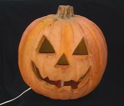 Vintage 1993 Trendmasters Light Up Pumpkin Jack O Lantern Halloween Foam Mold - £27.93 GBP