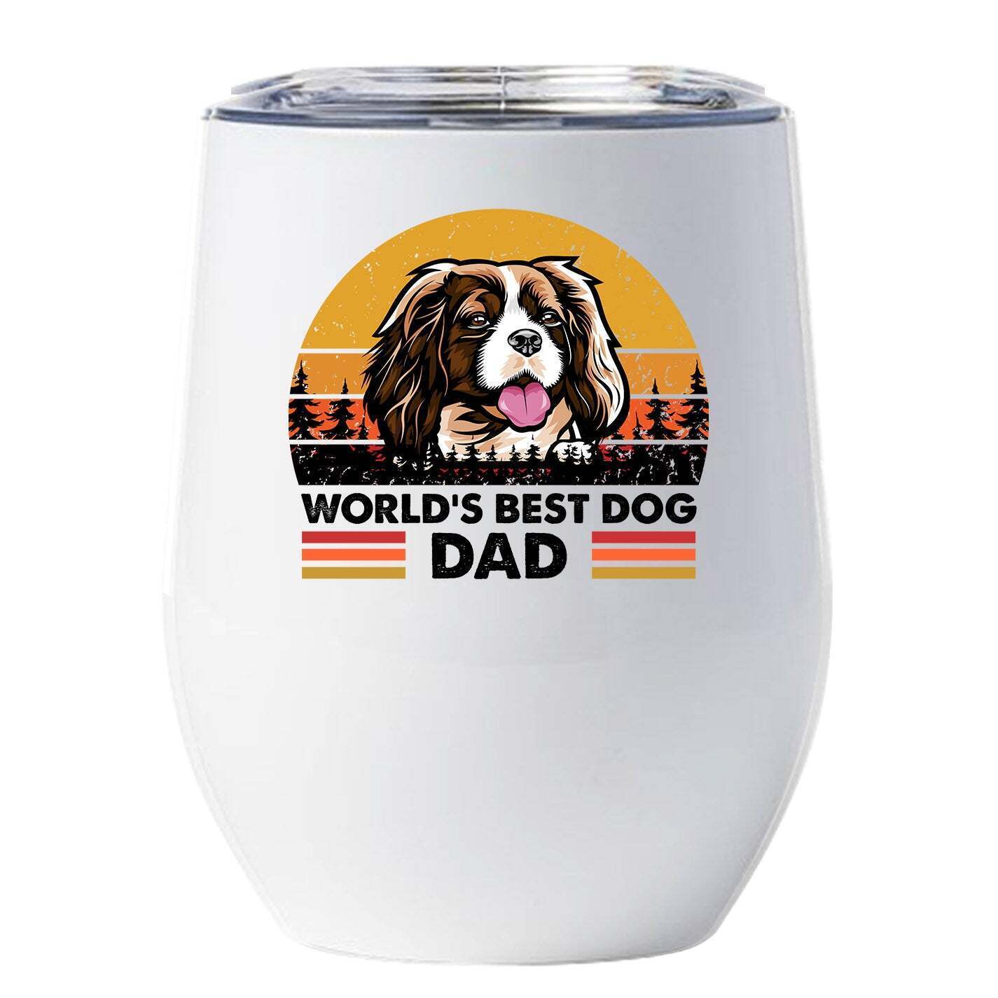 World's Best Cavalier King Dog Dad Wine Tumbler 12oz Cup Gift For Dog Pet Lover - £17.79 GBP