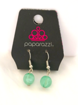 New Earrings Paparazzi Green Round Beads Silver tone French Wire - £5.91 GBP
