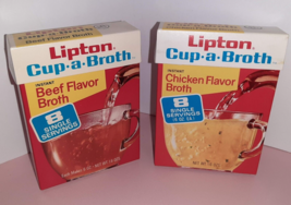 2 Vintage Lipton Cup-A-Soup Empty Boxes Beef And Chicken General Store Prop - $19.80