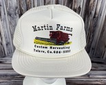 Vintage Martin Farms Custom Harvesting Tulare CA White Snapback Trucker ... - £15.19 GBP