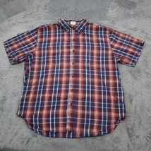 C.E. Schmidt Shirt Mens XL Red Blue Plaid Button Down Dress Short Sleeve - £17.89 GBP