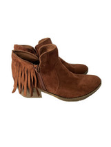 SEYCHELLES Womens Ankle Boots Fringe Suede Booties Boho Side Zip Sz 7 - £14.51 GBP