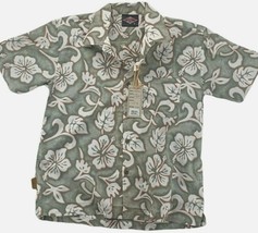 Hawaiian Shirt Men Size Large Kona Aloha Hawaii BEAR Surf gray  Floral Print - £19.37 GBP