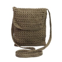 Crochet Crossbody Bag Taupe Lined Handbag Summer - £15.97 GBP