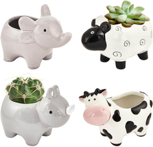 Small Animal Planters for Succulents Indoor - Set of 4 Cute Animal Plant... - $25.06