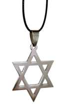 Star Of David Pendant Stainless Steel Judaism Jewish Kabbalah Necklace On Cord - £6.45 GBP