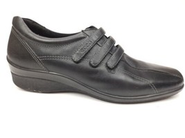 ECCO Shade Three 3-Strap Black Leather Comfort Loafers; Women&#39;s 41 US 10-10.5 - £27.59 GBP