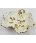 Porcelain Kalk Candy Dish decororated with gold, white flowers - €20,30 EUR