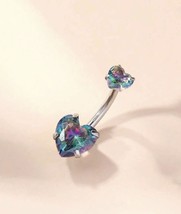 1x Crystal belly bar - Fluorite healing crystal belly ring - £8.55 GBP