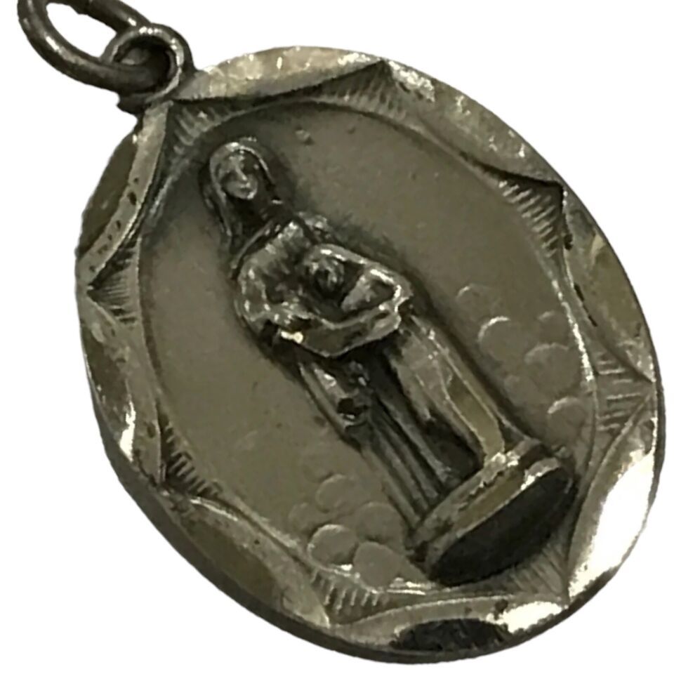 Sterling 925 Saint St Anne Pray For Us Pendant 1 1/16 Inch Sterling Silv... - $44.99