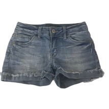 Vanilla Star Girls Shortie Shorts Size 8 Kids Blue Denim Cuffed Hem - $11.69