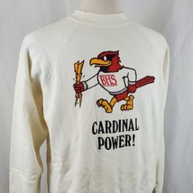 Vintage Cardinal Power Sweatshirt Adult XL White Hanes Cotton Blend 80s USA - £14.66 GBP