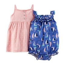  Carter&#39;s Infant Girls 2 Piece Dress Romper set Boats  Outfit Size  NB or 3M NWT - £11.50 GBP