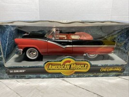 Ford &#39;56 Sunliner Convertible Red &amp; Black Die Cast 1:18 American Muscle ... - £23.54 GBP