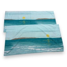 2 Vtg Marlborough Ocean Seaside Beach Landscape Aqua Shore King Pillow Cases - £20.59 GBP