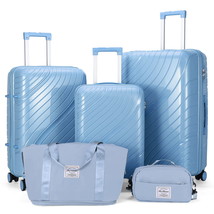 5 Piece Luggage Sets, PP Hardside Luggage Suitcase Set with Portable Tra... - $89.99