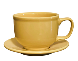 Vintage Fiesta Fiestaware Cup Mug w Saucer Pale Yellow HLC Retired 16 Ounces - £7.56 GBP