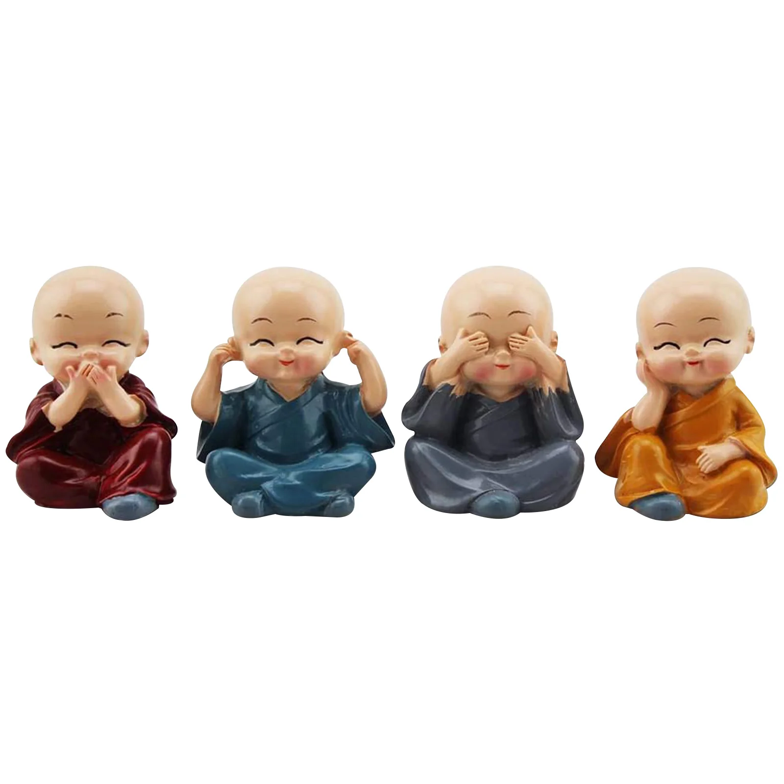 Mini Monk Figurines Set - Love, Wisdom, Happiness Statues for Home, Car,... - £14.72 GBP
