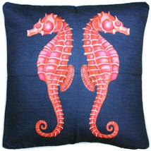 Sea Island Sea Horse Reflect Throw Pillow 20x20, Complete with Pillow Insert - £51.11 GBP