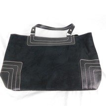 Victoria&#39;s Secret Black Faux Suede w/PVC Embellishments Tote Bag Purse H... - $19.35