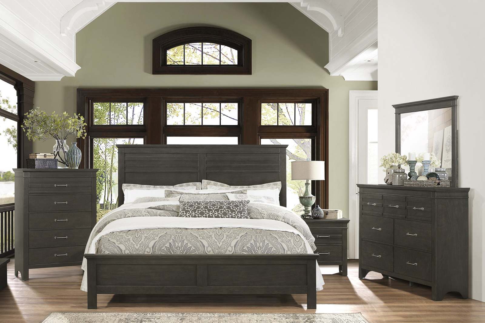 Charcoal Gray 5-Drawer Chest - Transitional Wood Bedroom Bedroom Furniture Item image 5