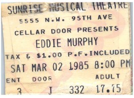 Vintage Eddie Murphy Ticket Stub Marzo 2 1985 Sunrise Della Florida - £39.55 GBP
