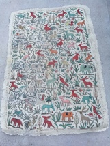 Unique Vintage Wool Felted Embroidered Rug 71x47 - £119.74 GBP