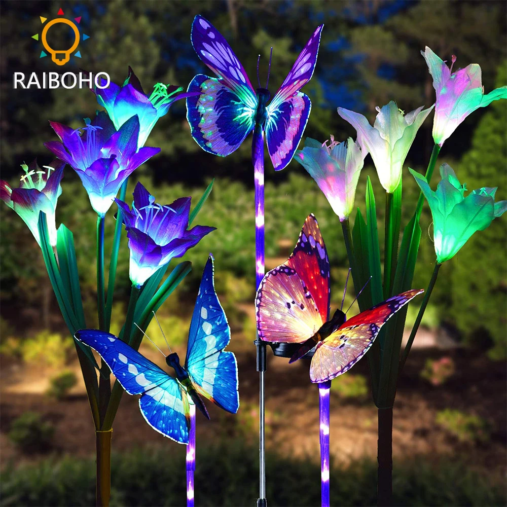 Waterproof Solar Powered  Lily Lights Colorful scape Lighting for Fence Lawn Gar - £90.02 GBP